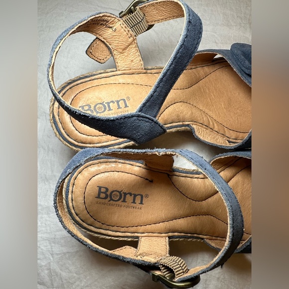 Born womens sandals espadrille suede leather‎ blue bow detail comfortable cute 7 - Picture 8 of 10